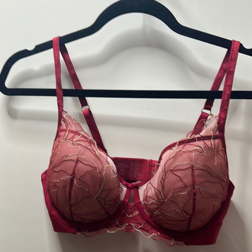 SOMA Red and Gold Lace Bra